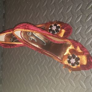 Poetic license red velvet peep toe pumps size 7.5